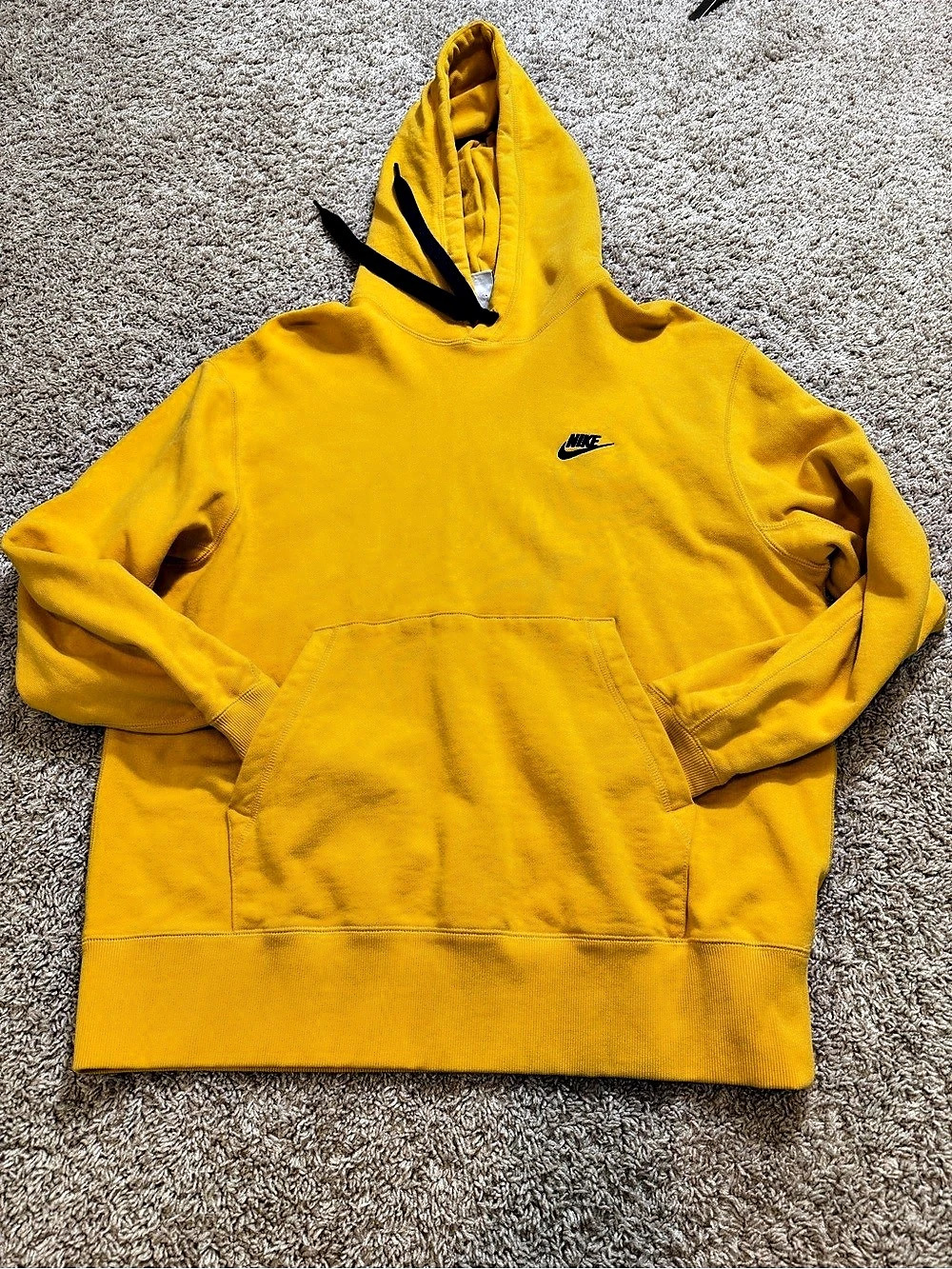 Vintage Nike Yellow Hoodie Sportswear Club Fleece Pullover Hoodie Size S